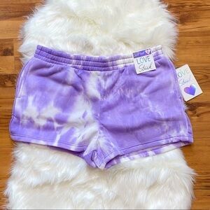 High Waist Purple Tie-dyed Casual Short Pants